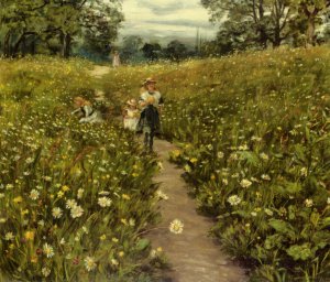 Gathering Wild Flowers by Philip Richard Morris Oil Painting