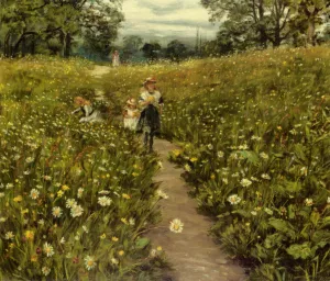 Gathering Wild Flowers by Philip Richard Morris - Oil Painting Reproduction