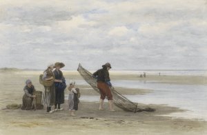 Garnalenvisser op het strand by Philip Sadee Oil Painting