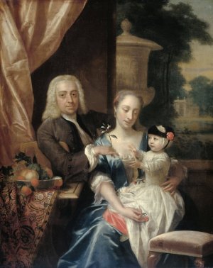 Isaac Parker, his Wife Justina Johanna Ramskrammer and their Son Willem Alexander by Philip Van Dijk Oil Painting