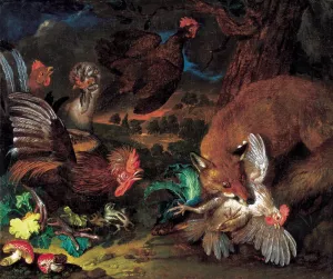 Fox in the Courtyard by Philipp Ferdinand De Hamilton Oil Painting