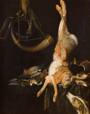 Still Life with a Hare by Philipp Ferdinand De Hamilton Oil Painting