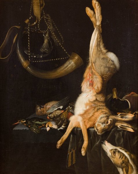 Still Life with a Hare  by Philipp Ferdinand De Hamilton - Hand-Painted Oil Painting Reproduction