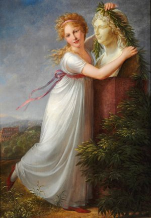 Ida Brun garlanding her mother's bust by Philipp Friedrich Von Hetsch Oil Painting