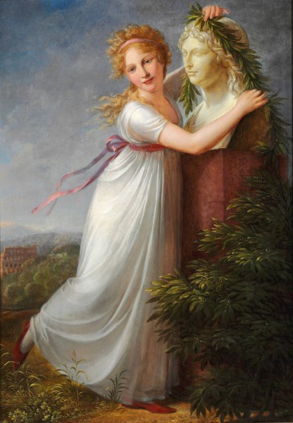 Main Product Photo of Ida Brun garlanding her mother's bust  Painting by Philipp Friedrich Von Hetsch