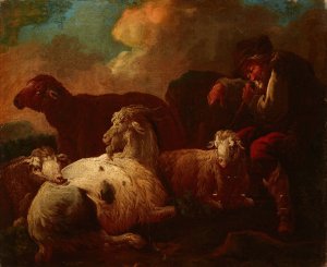 Goats and Sheep by Philipp Peter Roos Oil Painting