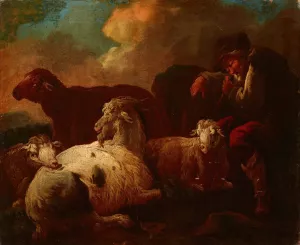Goats and Sheep by Philipp Peter Roos Oil Painting
