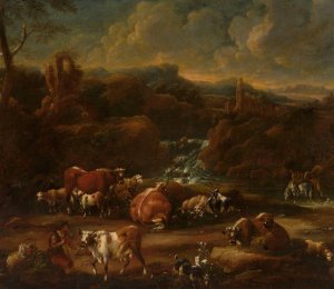 Herd in the Mountains by Philipp Peter Roos Oil Painting