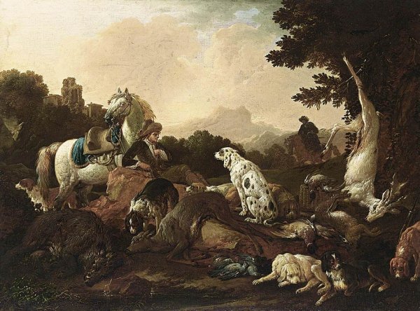Main Product Photo of The Rest after the Hunt Painting by Philipp Peter Roos