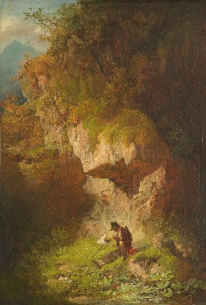 Der Schmetterlingsjager im Gebirge by Philipp Sporrer Oil Painting