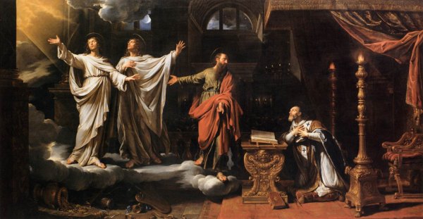 Main Product Photo of Sts Gervase abd Protase Appearing to St Ambrose Painting by Philippe De Champaigne