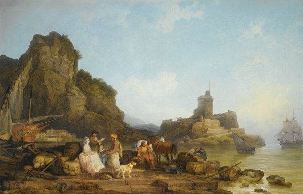A Sea Port In The Levant, Morning  by Philippe-Jacques De Loutherbourg - Hand-Painted Oil Painting Reproduction