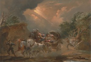Coach in a Thunderstorm by Philippe-Jacques De Loutherbourg Oil Painting