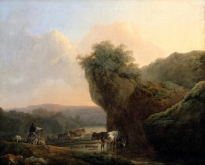 Landscape with Cattle by Philippe-Jacques De Loutherbourg Oil Painting