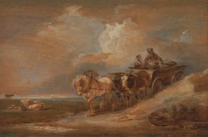 Landscape with Horse and Oxen Cart by Philippe-Jacques De Loutherbourg Oil Painting