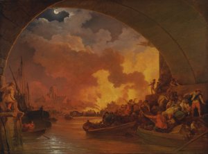 The Great Fire of London by Philippe-Jacques De Loutherbourg Oil Painting