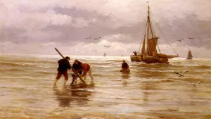 Ankerligten by Philippe Lodowyck Jacob Sadee - Oil Painting Reproduction