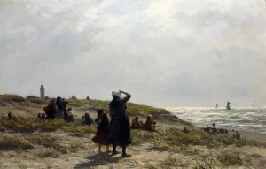 The Return of the Fishing Fleet, Katwijk by Philippe Lodowyck Jacob Sadee - Oil Painting Reproduction