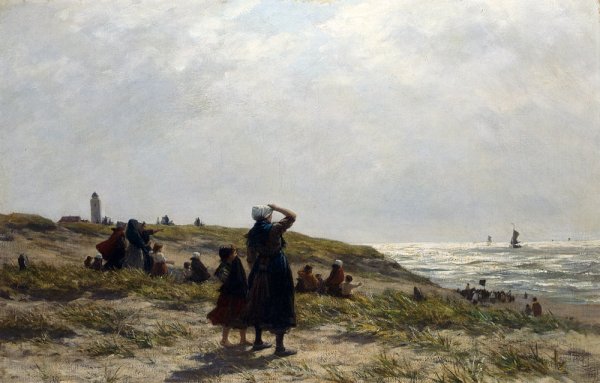 Main Product Photo of The Return of the Fishing Fleet, Katwijk Painting by Philippe Lodowyck Jacob Sadee