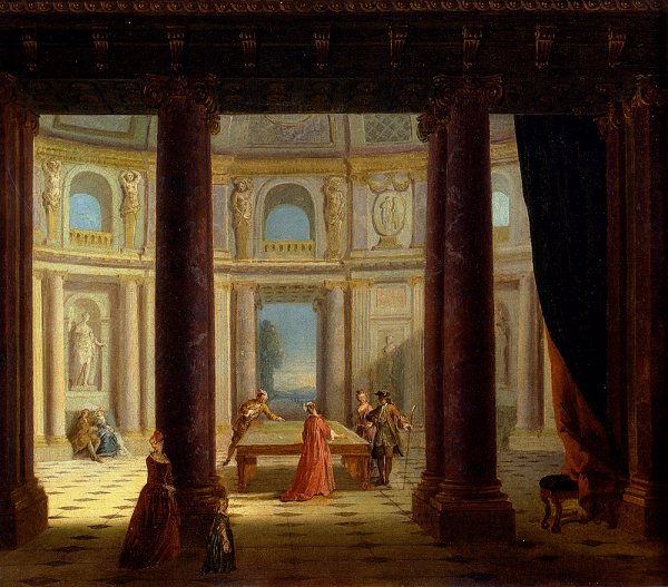 Main Product Photo of Elegant Company Playing Billiards Painting by Philippe Meusnier