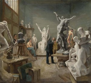The Sculptor's Studio by Philippe Parrot-Lecomte Oil Painting