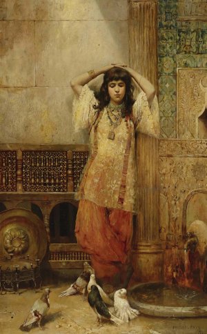 In a Courtyard, Tangier by Philippe Pavy Oil Painting