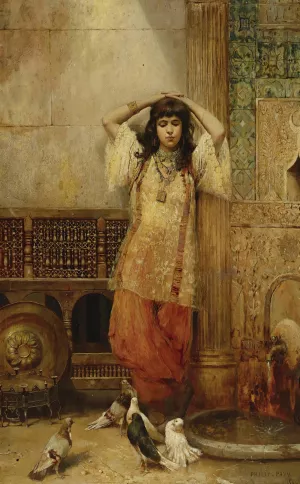In a Courtyard, Tangier by Philippe Pavy Oil Painting