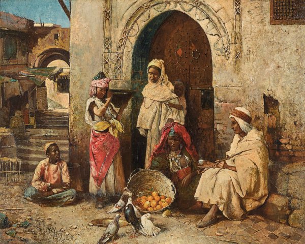 The Orange Seller  by Philippe Pavy - Hand-Painted Oil Painting Reproduction
