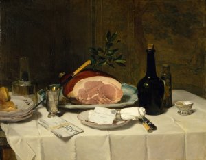 Still Life with Ham by Philippe Rousseau Oil Painting