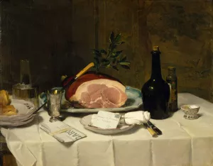 Still Life with Ham by Philippe Rousseau Oil Painting