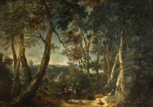 Landscape with High Trees near a Ravine by Philips Augustijn Immenraet Oil Painting