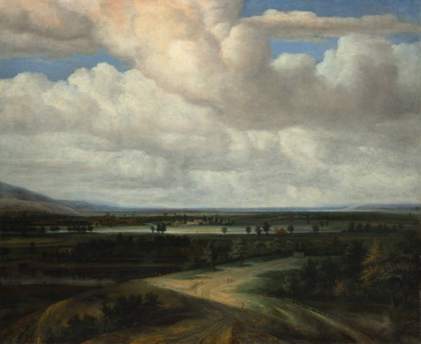 A Panoramic Landscape with a Country Estate  by Philips Koninck - Hand-Painted Oil Painting Reproduction