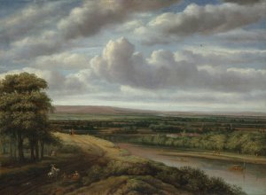 An Extensive Wooded Landscape by Philips Koninck Oil Painting