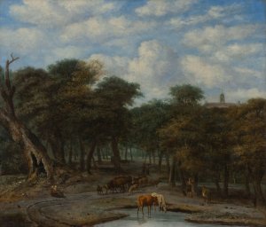 Forest Clearing with Cattle by Philips Koninck Oil Painting