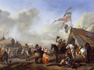 A Camp Scene by Philips Wouwerman Oil Painting