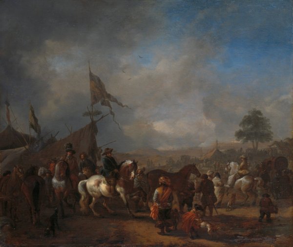 Main Product Photo of A Horse Fair near an Army Camp  Painting by Philips Wouwerman