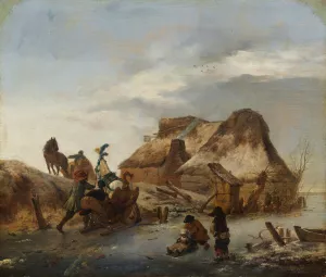 A Nobleman's Sleigh on the Ice Oil painting by Philips Wouwerman
