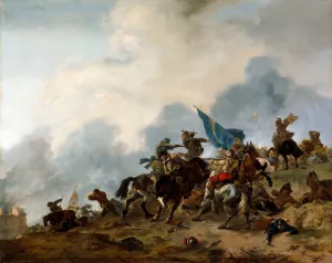 Battle Scene by Philips Wouwerman Oil Painting