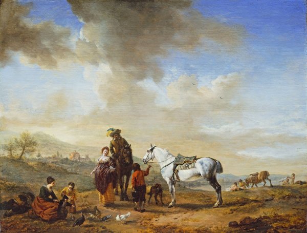 Main Product Photo of By the Riverside  Painting by Philips Wouwerman
