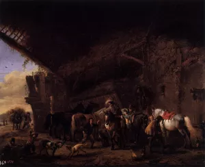 Coming Out of an Inn painting by Philips Wouwerman