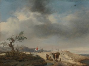 Dune Landscape With Figures by Philips Wouwerman Oil Painting