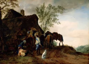 Halt of Cavaliers at an Inn Oil painting by Philips Wouwerman