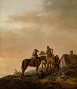 Horseman's Stop by Philips Wouwerman Oil Painting