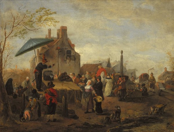 Main Product Photo of Juggers at a Market Painting by Philips Wouwerman