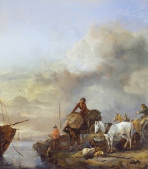 Landing a Boat by Philips Wouwerman Oil Painting
