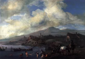 Landscape with Bathers painting by Philips Wouwerman