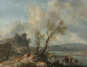 Landscape with Sandy Path beside a River by Philips Wouwerman Oil Painting