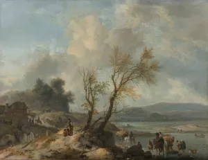 Landscape with Sandy Path beside a River by Philips Wouwerman Oil Painting