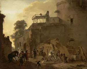 Manege Riding in the Open Air Oil painting by Philips Wouwerman