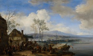 Merry and Rowdy Peasants at an Inn by Philips Wouwerman Oil Painting